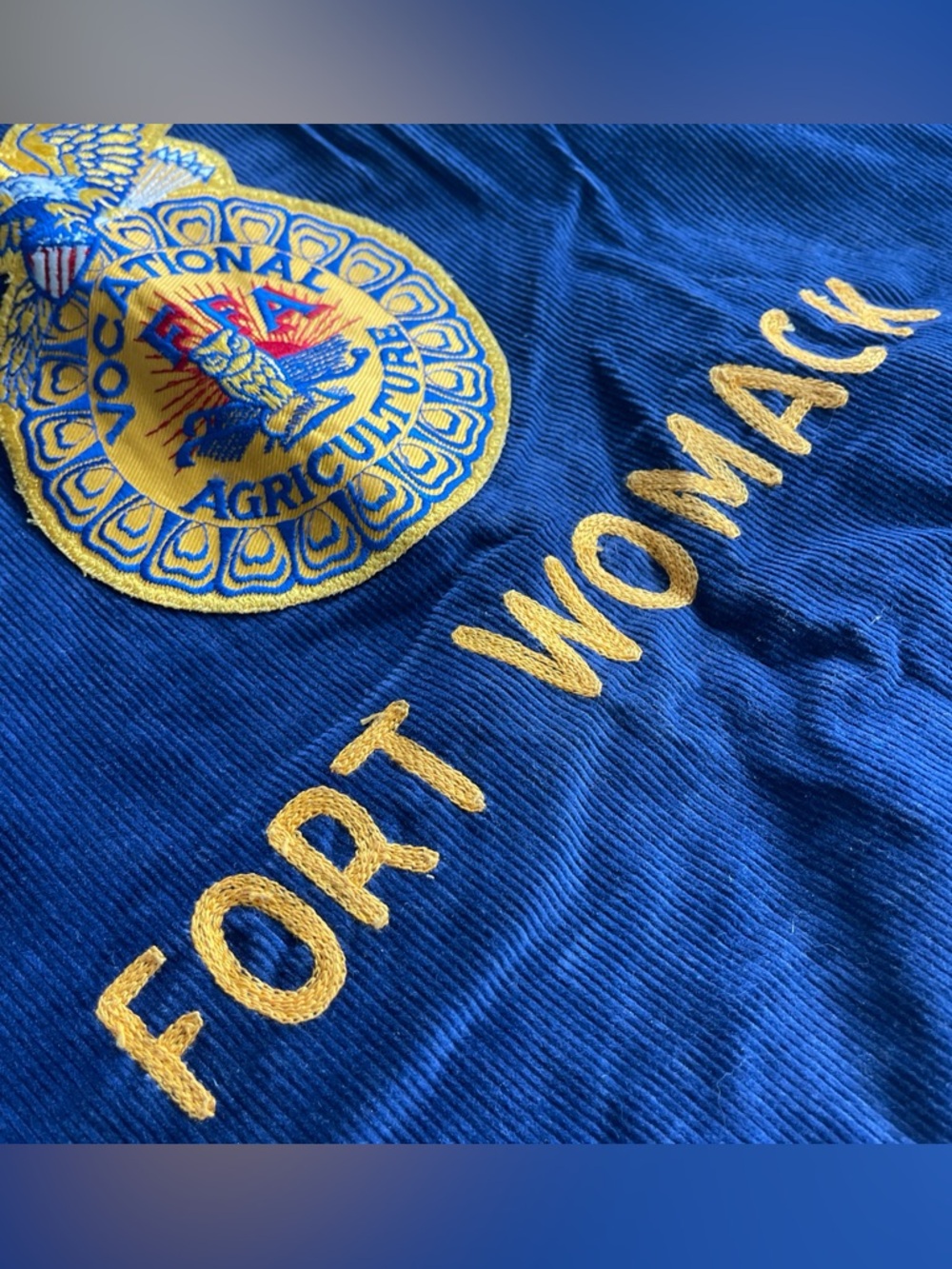 Vintage FFA Blue Corduroy Bomber Jacket 38/M Chainstitch Tennessee Fort Womack - Picture 14 of 15